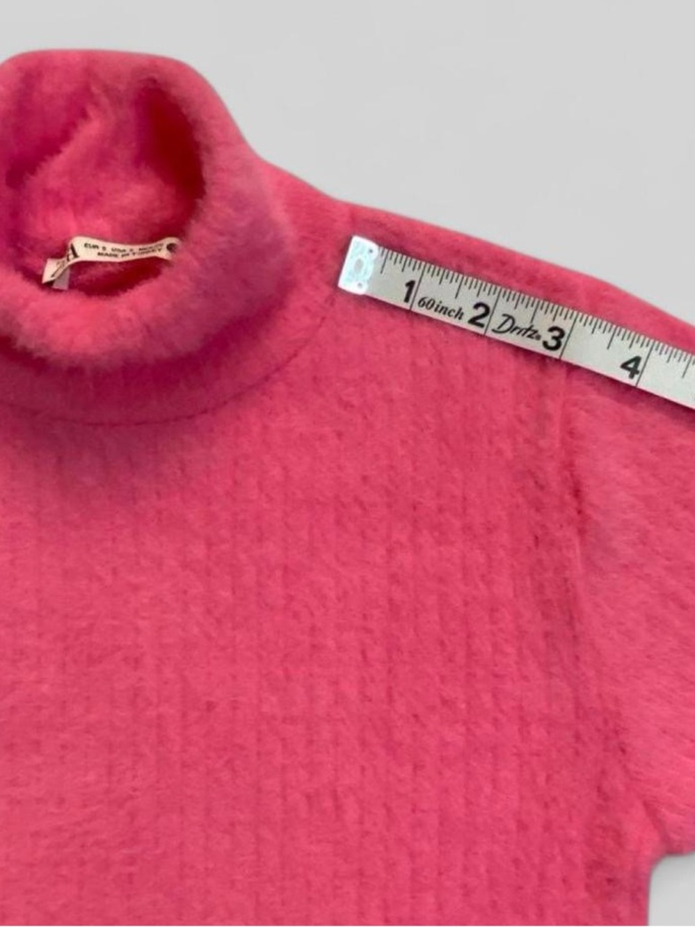 Zara Pink Eyelash Knit Mock Neck Sweater Fuzzy Girly Top - Picture 5 of 8